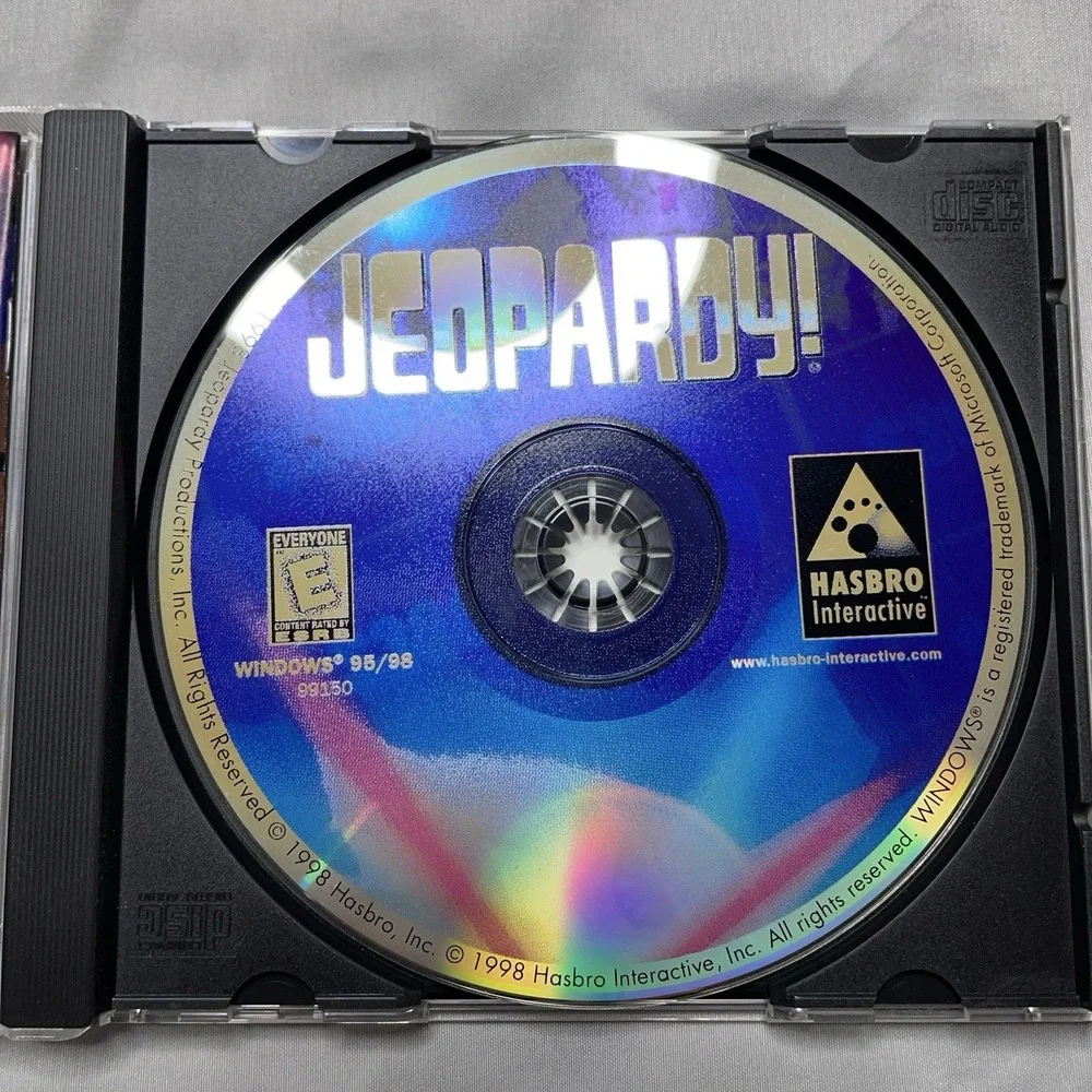 Jeopardy PC CD-ROM 1998 Windows 95 Game Hasbro Trivia Family Retro 90s Complete